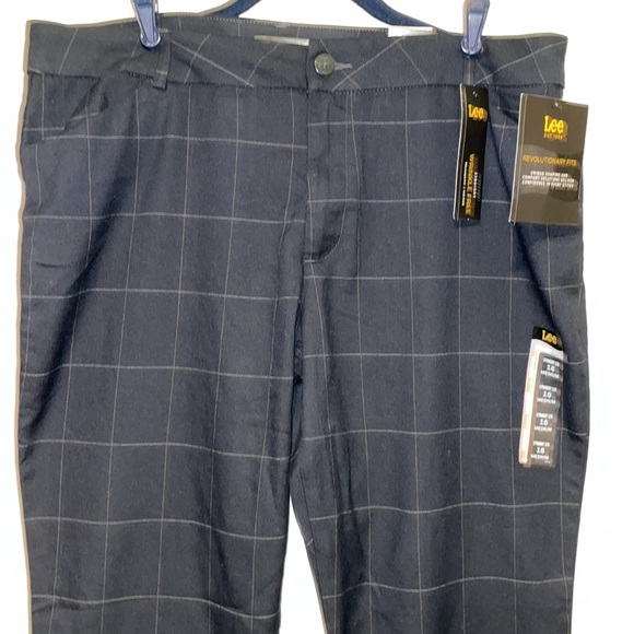 Lee Navy Windowpane Relaxed Fit Straight Leg Pants NWT 16 - Picture 2 of 15